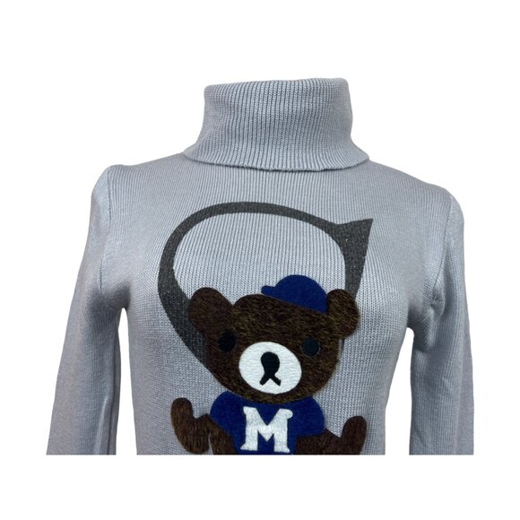 Handmade Women’s Grey Teddy Bear with S Letter Turtle Neck Sweater Sz S - Picture 9 of 12